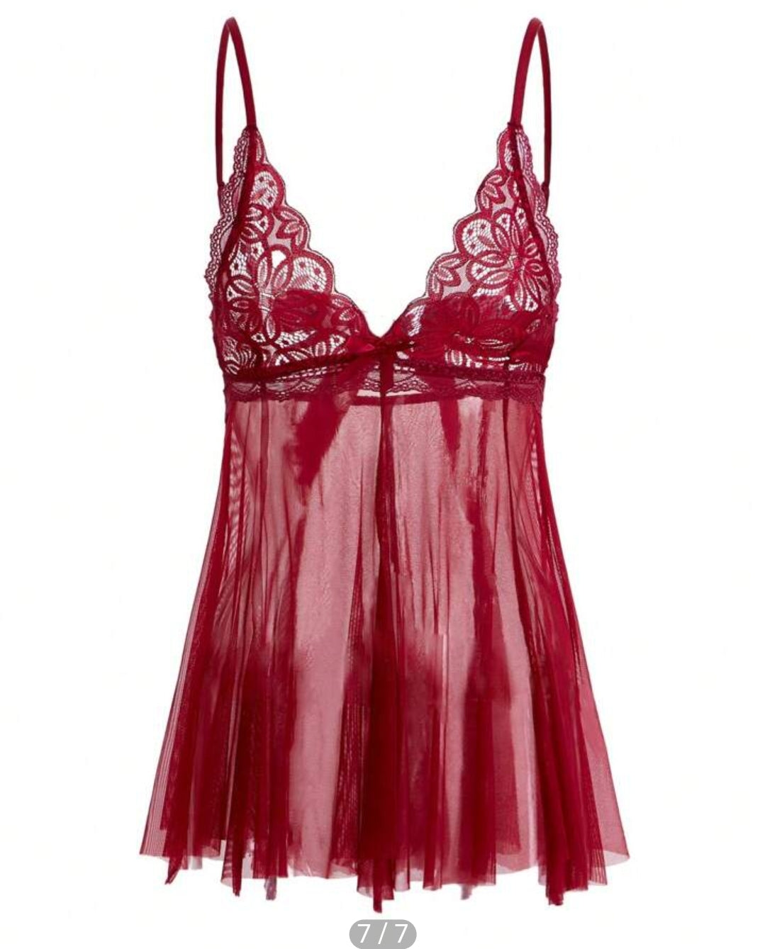 Red Sheer Mesh Dress - MEDIUM