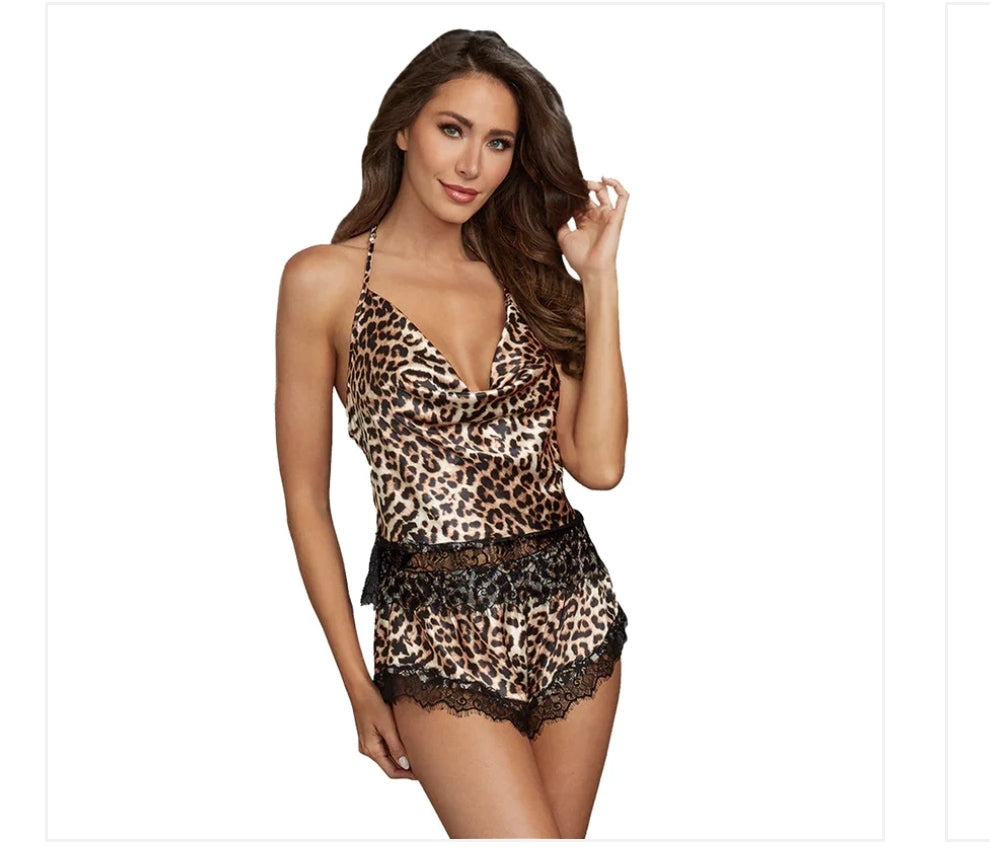 Wild At Heart - Satin & Lace Cami Set - Size: LARGE