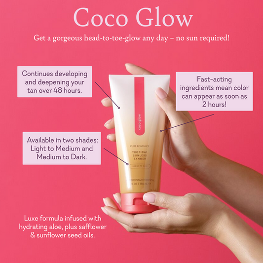 Coco Glow - Medium to Dark color -Sunless self-tanner