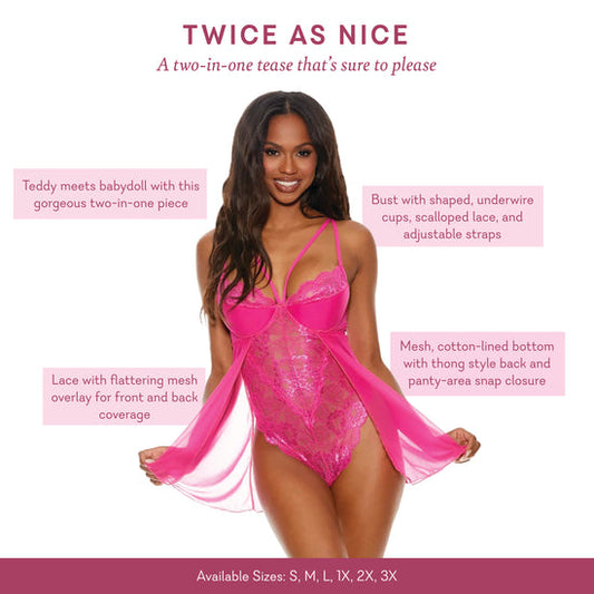 Twice As Nice-Babydoll Teddy Size:  EXTRA LARGE
