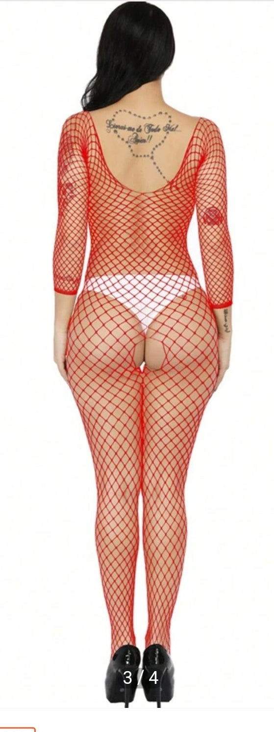Red - Full Body Mesh/Fishnet -    SIZE: One size fits most