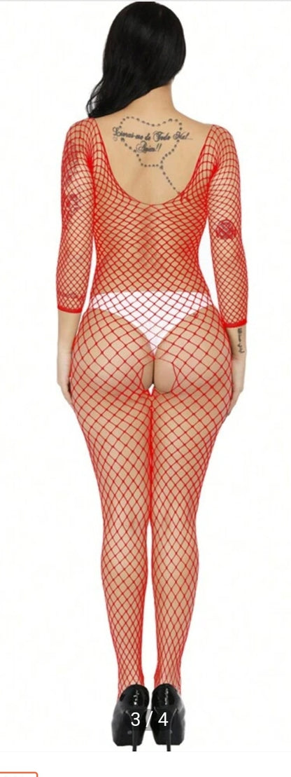 Red - Full Body Mesh/Fishnet -    SIZE: One size fits most